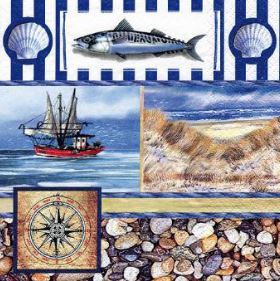 Artikelbild für Servietten 33cm DESIGN Steine/Fisch/Seerose/Boot im Baltic Kölln Onlineshop