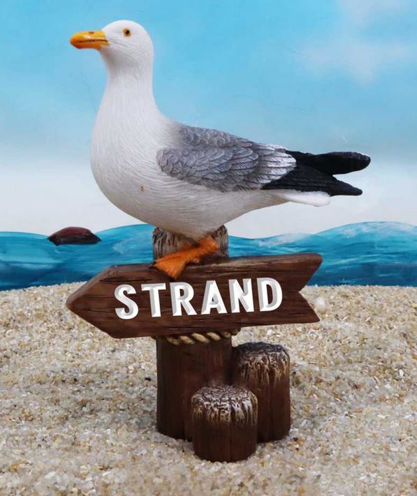Artikelbild für Poly Möwe am Strand auf Poller 3x8x10,5cm im Baltic Kölln Onlineshop
