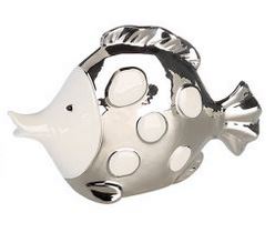 Artikelbild für Fisch Fin Porzellan weiß/silber 23x15 cm im Baltic Kölln Onlineshop