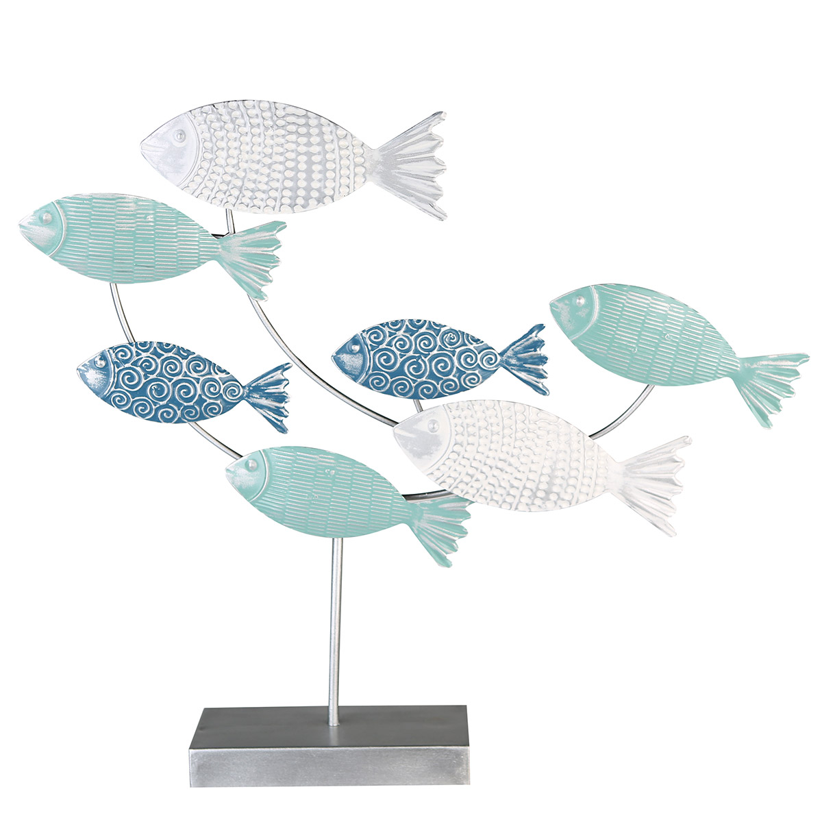 Artikelbild für Deko Fisch Metall mit Sockel blau,türkis,weiss im Baltic Kölln Onlineshop