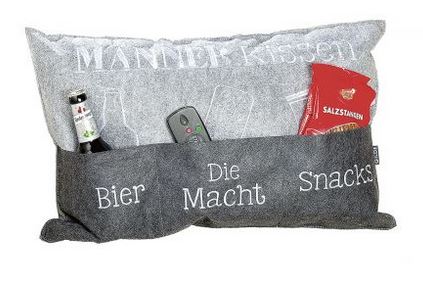 Artikelbild für Männerkissen mit Täschchen bestickt hellgrau/dunkelgrau im Baltic Kölln Onlineshop