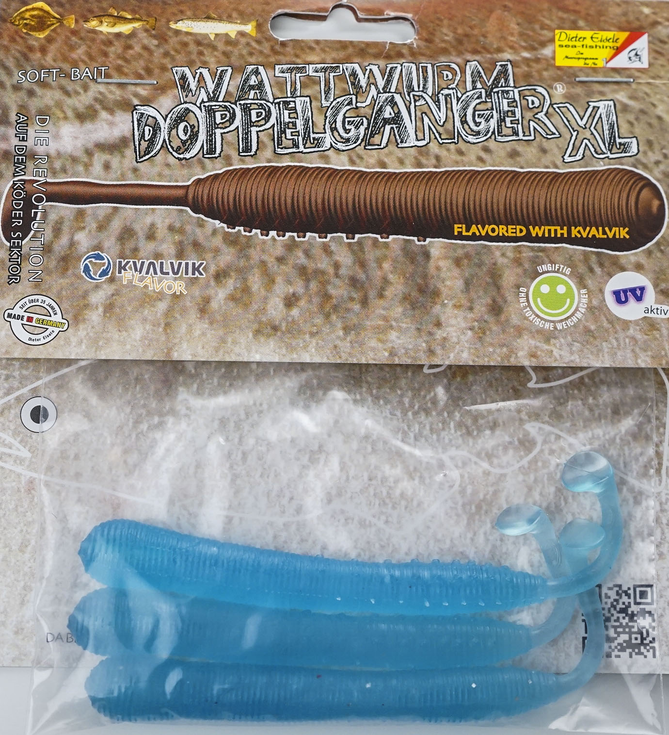 Artikelbild für Wattwurm Doppelganger XL UV blau 3 Stück im Baltic Kölln Onlineshop