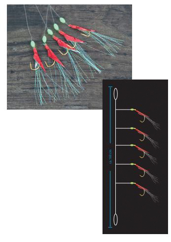 Artikelbild für Heringsvorfach rot mit Glitter 5 Haken im Baltic Kölln Onlineshop